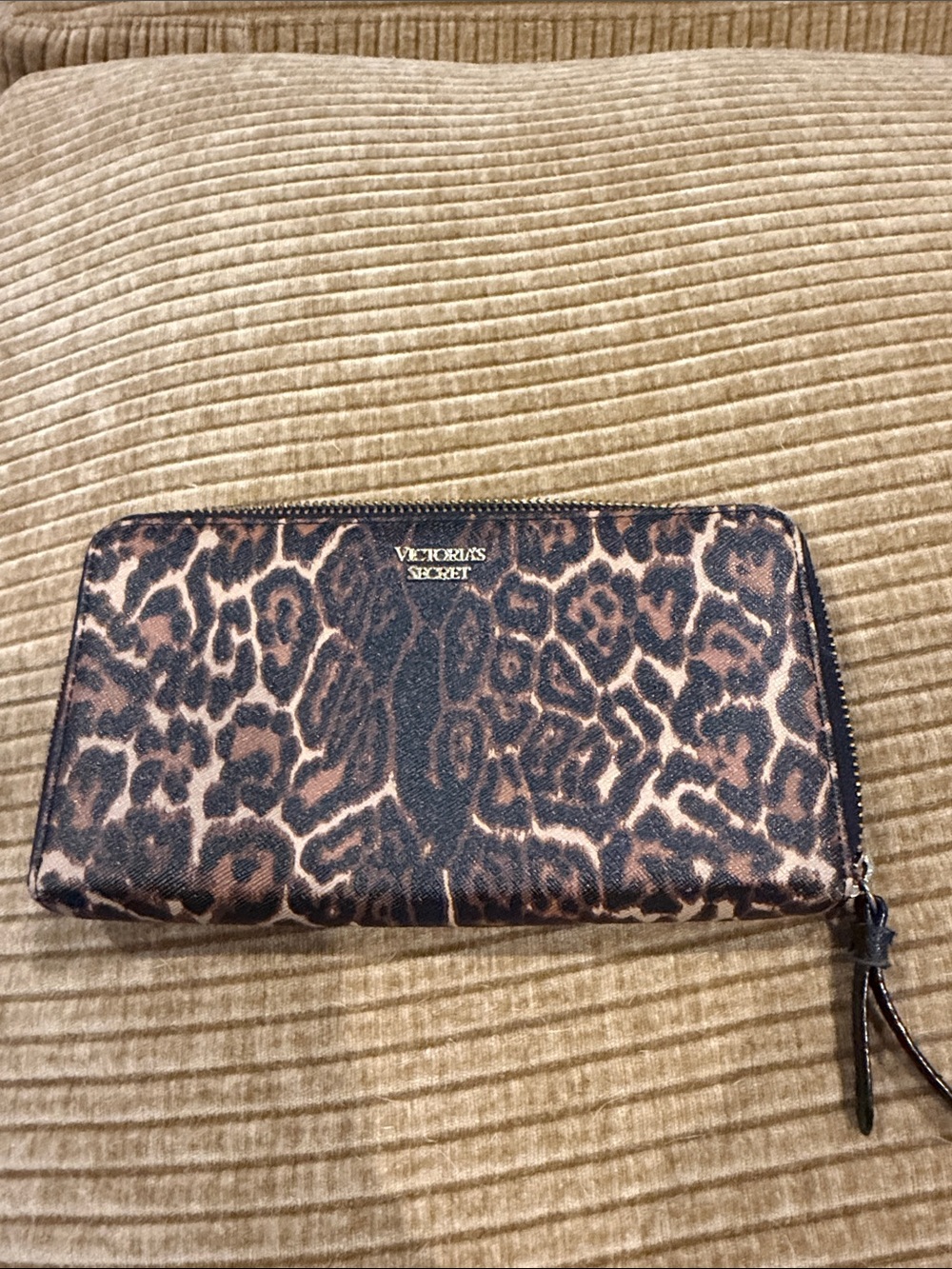 Victoria's Secret Leopard Print Zip Wallet in Brown and Black